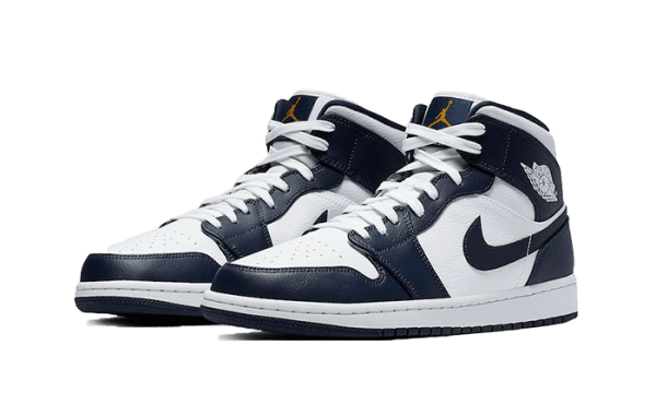 Air Jordan 1 Mid White Metallic Gold Obsidian - Image 2