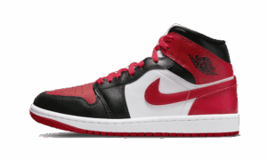 Air Jordan 1 Mid Weiß Bred Zehe