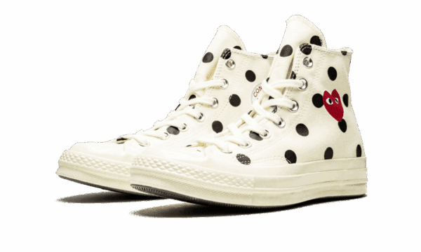 Chuck Taylor All-Star 70s Hi Comme des Garçons PLAY Polka Dot White - immagine 2
